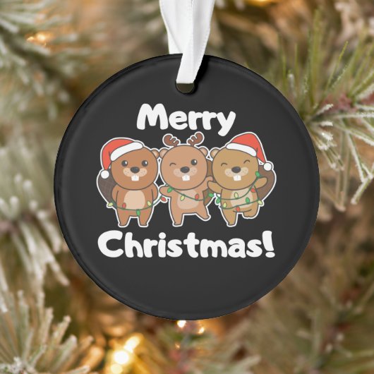 Beaver Christmas Animals Beavers Merry Christmas Ornament (Baum)