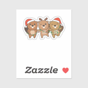Beaver Christmas Christmas Animals Cute Beaver Aufkleber