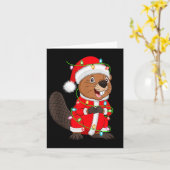 Beaver Christmas Lights Santa Costume Cute Animal Karte (Gelbe Blume)