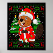 Beaver Christmas Lights Santa Costume Ugly Xmas Sw Poster (Vorne)