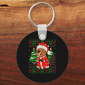 Beaver Christmas Lights Santa Costume Ugly Xmas Sw Schlüsselanhänger (Vorderseite)