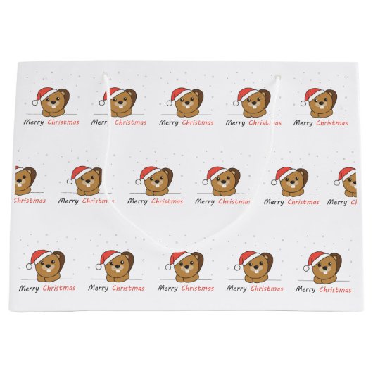 Beaver Christmas Snow Winter Animals Beaver Große Geschenktüte (Vorderseite)