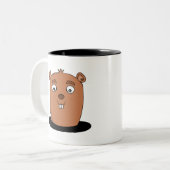 Beaver coming out of a hole zweifarbige tasse (Vorderseite Links)