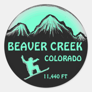 Beaver Creek Colorado aquamarine Snowboard-Kunstkl Runder Aufkleber