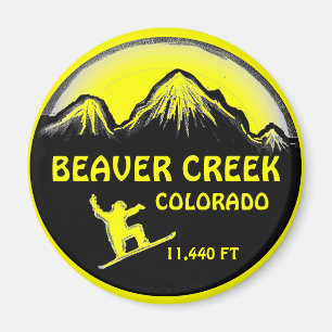 Beaver Creek-Colorado gelber Snowboard-Kunstmagnet Magnet