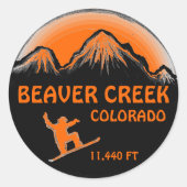 Beaver Creek Colorado Orangen-Snowboard-Art Aufkle Runder Aufkleber (Vorderseite)