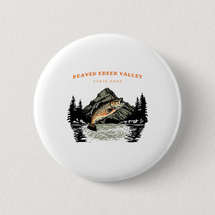 Beaver Creek Valley State Park Retro Vintage Fisch Button