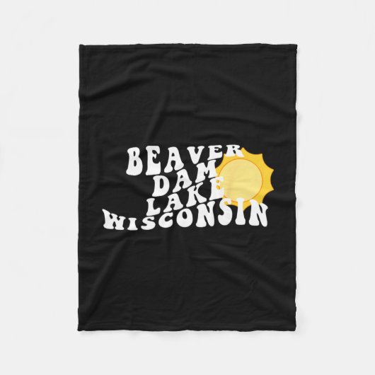 Beaver Dam Lake Wisconsin Wi Retro Wavy Souvenir V Fleecedecke (Vorderseite)
