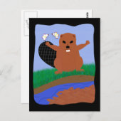Beaver Gebäude Dam Cartoon Art Postkarte (Vorne/Hinten)