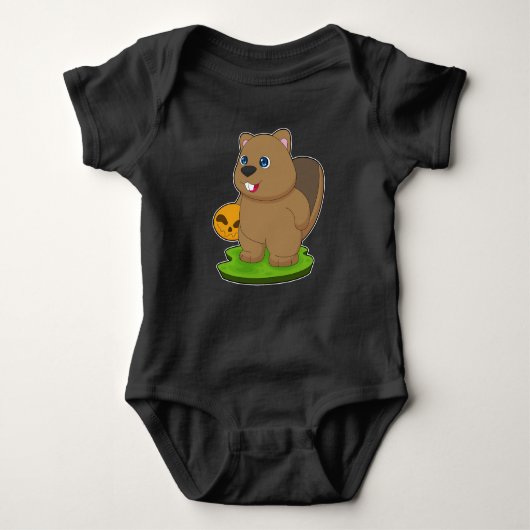 Beaver Halloween Pumpkin Baby Strampler (Vorderseite)