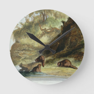 Beaver Hütte auf dem Missouri, überziehen Sie 17 Runde Wanduhr