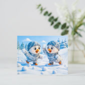 Beaver Ice Bathing in a Striped Swimsuit Postkarte (Stehend Vorderseite)