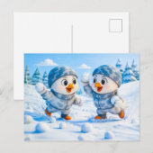 Beaver Ice Bathing in a Striped Swimsuit Postkarte (Vorne/Hinten)