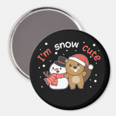 Beaver I'm Snow Cute Snowman Snow Pun Magnet (Vorderseite/Rückseite)