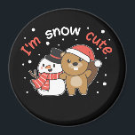 Beaver I'm Snow Cute Snowman Snow Pun Magnet<br><div class="desc">Cute beaver with snowman. I'm snow cute - a snow pun for winter and Christmas. A Christmas greeting in the cold season for the holidays. Christmas beaver with snowman.</div>