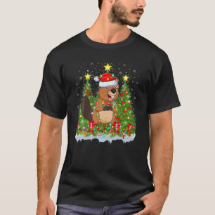 Beaver Lighting Xmas Tree Lover Funny Beaver Chris T-Shirt