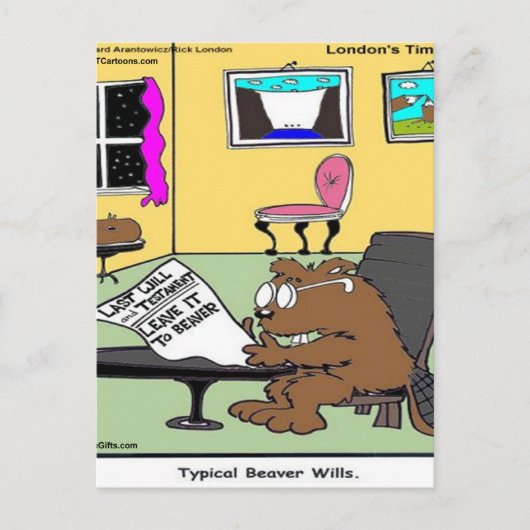 Beaver Living Wills Rick London Funny Postkarte (Vorderseite)