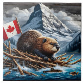 Beaver Lodge by Snowy Mountains Fliese (Vorderseite)