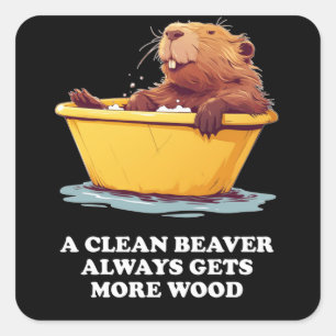 Beaver Lover Bath Quadratischer Aufkleber
