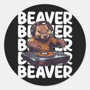 Beaver Lover DJ Runder Aufkleber