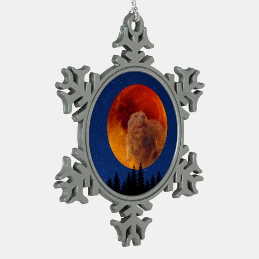 Beaver Moon im November Schneeflocken Zinn-Ornament (Links)