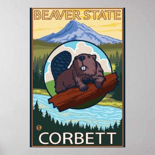 Beaver & Mt. Hood - Corbett, Oregon Poster (Vorne)