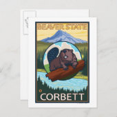 Beaver & Mt. Hood - Corbett, Oregon Postkarte (Vorne/Hinten)