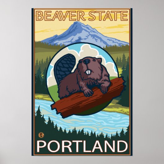Beaver & Mt. Hood - Portland, Oregon Poster (Vorne)
