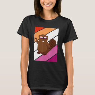Beaver Pride Lesbenflagge LGBTQ Stolzer Verbündete T-Shirt
