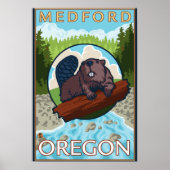 Beaver & River - Medford, Oregon Poster (Vorne)