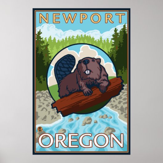 Beaver & River - Newport, Oregon Poster (Vorne)