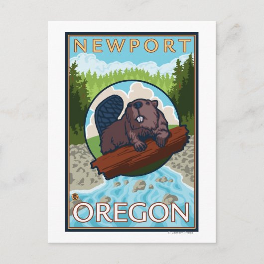 Beaver & River - Newport, Oregon Postkarte (Vorderseite)