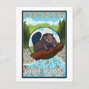 Beaver & River - Newport, Oregon Postkarte