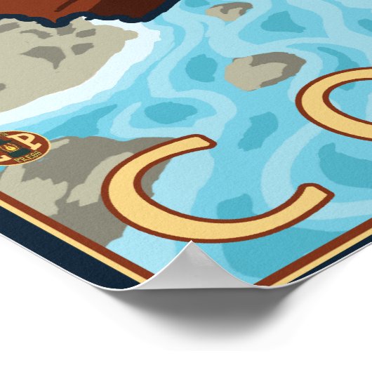 Beaver & RiverCoastVintage Travel Poster (Ecke)