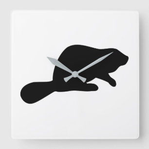Beaver Silhouette Quadratische Wanduhr