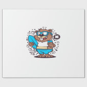 Beaver Surfing Geschenkpapier (Flach)