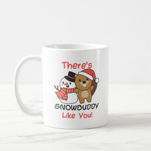 Beaver There's Snowbuddy Like Snowman Pun Kaffeetasse (Links)
