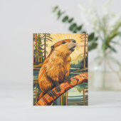 Beaver Totem – Builder in Deco Style Postkarte (Stehend Vorderseite)