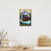 Beaver und Mount Hood Scene Vintage Travel Poster (Küche)