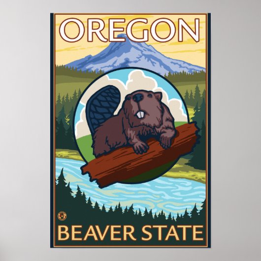 Beaver und Mount Hood Scene Vintage Travel Poster (Vorne)