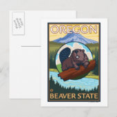 Beaver und Mount Hood Scene Vintage Travel Postkarte (Vorne/Hinten)