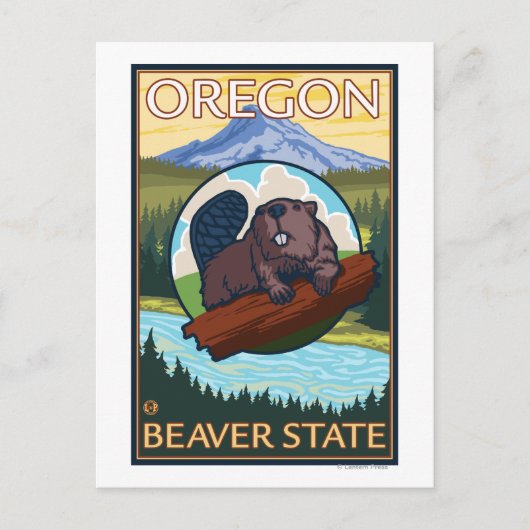 Beaver und Mount Hood Scene Vintage Travel Postkarte (Vorderseite)