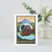 Beaver und Mount Hood Scene Vintage Travel Postkarte (Stehend Vorderseite)