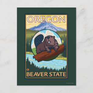 Beaver und Mount Hood Scene Vintage Travel Postkarte