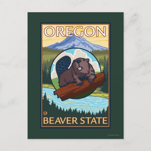 Beaver und Mount Hood Scene Vintage Travel Postkarte (Vorderseite)