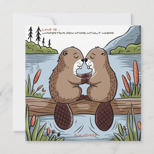 Beaver Valentine Feiertagskarte (Vorderseite)