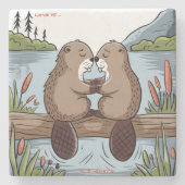 Beaver Valentine Steinuntersetzer (Vorderseite)