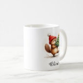 Beaver with Christmas Tree Custom Name Kaffeetasse (VorderseiteRechts)
