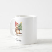Beaver with Christmas Tree Custom Name Kaffeetasse (Vorderseite Links)