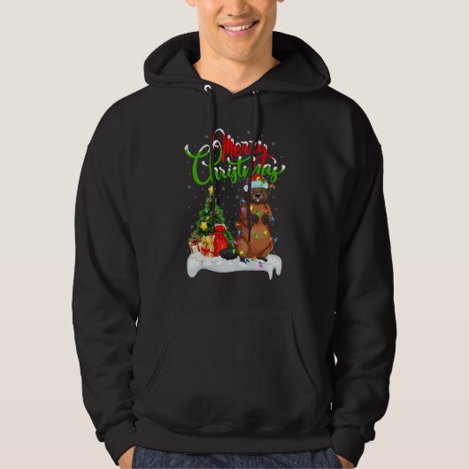 Beaver   Xmas Decorations Santa Beaver Christmas Hoodie (Vorderseite)